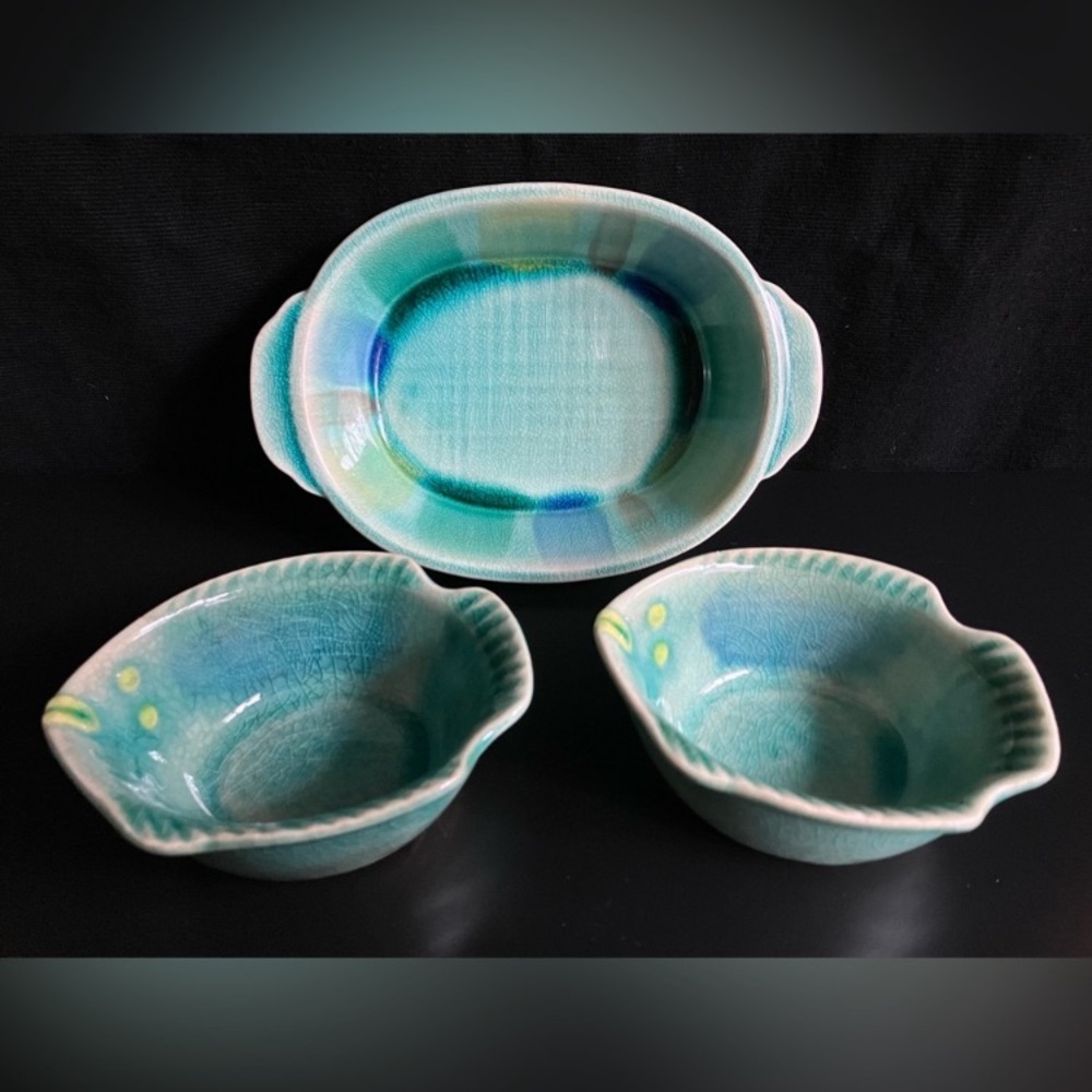 Japanese Pottery Dipping Saucers Combined Set of 3